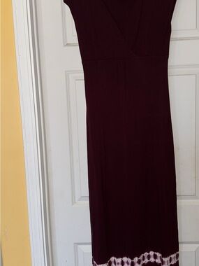 INC International Concepts Sleeveless Maxi Dress in Deep Wine with Tie-Dye Hem